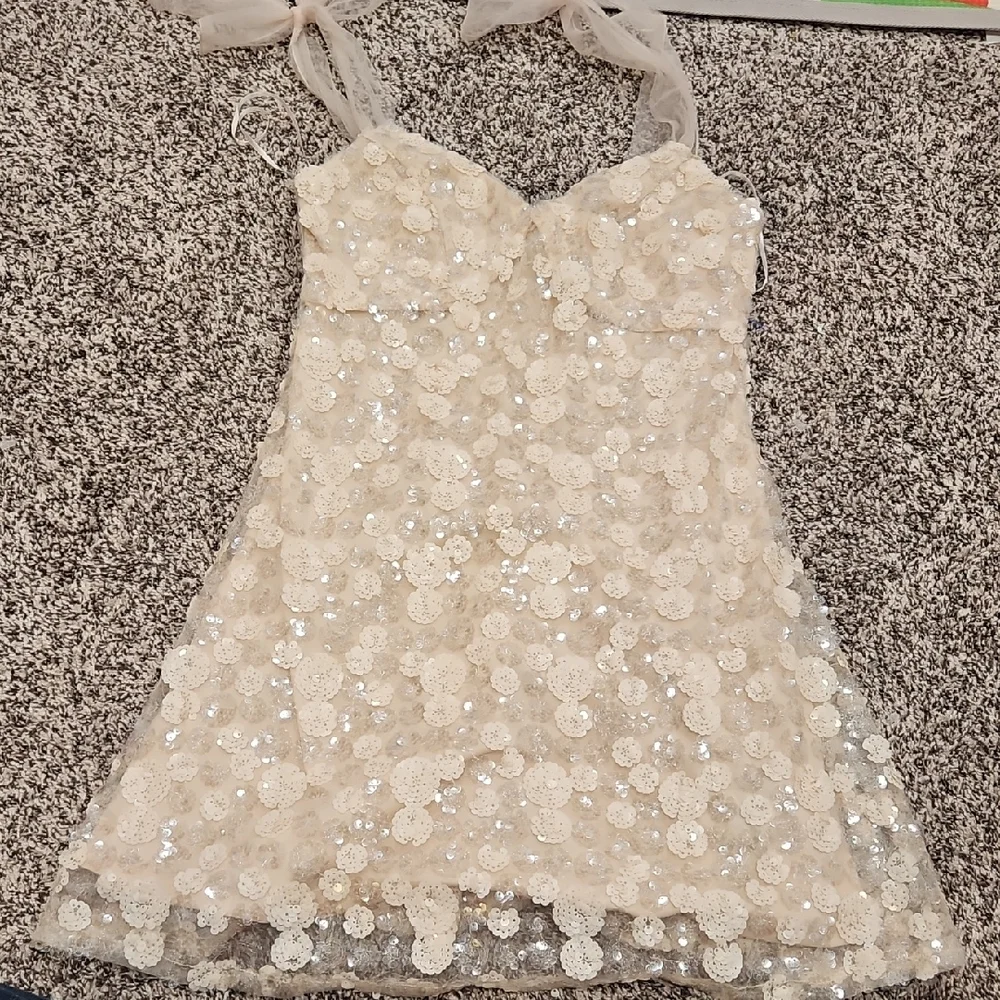 Francesca's Collections Cream Sequin  Dress Size XS New With Tags
